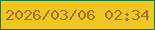 文字の大きさ：3、枠の色：1a773f、背景の色：f1c620、文字の色：a76f37 無料ブログパーツのブログ時計