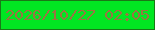 文字の大きさ：5、枠の色：1a7917、背景の色：01e722、文字の色：997542 無料ブログパーツのブログ時計