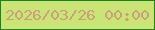文字の大きさ：1、枠の色：1a8425、背景の色：cae575、文字の色：cb9f7c 無料ブログパーツのブログ時計