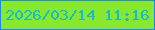 文字の大きさ：2、枠の色：1a88fa、背景の色：88e82e、文字の色：12bbcd 無料ブログパーツのブログ時計