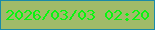 文字の大きさ：1、枠の色：1a8aa8、背景の色：a0bb69、文字の色：08f60f 無料ブログパーツのブログ時計