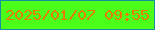 文字の大きさ：5、枠の色：1a8ca5、背景の色：4cff1b、文字の色：e87c08 無料ブログパーツのブログ時計