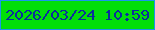 文字の大きさ：2、枠の色：1a96ed、背景の色：01df09、文字の色：0b2e9d 無料ブログパーツのブログ時計