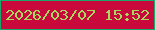 文字の大きさ：4、枠の色：1aa86a、背景の色：c9083c、文字の色：a7da5e 無料ブログパーツのブログ時計
