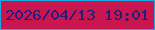 文字の大きさ：1、枠の色：1aa9e0、背景の色：ca164f、文字の色：221c7e 無料ブログパーツのブログ時計