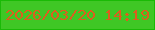 文字の大きさ：5、枠の色：1aba06、背景の色：3fc725、文字の色：dd5e1e 無料ブログパーツのブログ時計