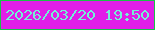 文字の大きさ：1、枠の色：1ac248、背景の色：e11ee8、文字の色：73f3d6 無料ブログパーツのブログ時計