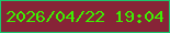 文字の大きさ：2、枠の色：1ac76d、背景の色：872437、文字の色：3fee02 無料ブログパーツのブログ時計