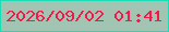 文字の大きさ：4、枠の色：1adcb7、背景の色：a2c4b3、文字の色：f81749 無料ブログパーツのブログ時計