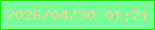 文字の大きさ：3、枠の色：1ae802、背景の色：7bfb9c、文字の色：e3d78c 無料ブログパーツのブログ時計