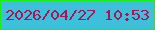 文字の大きさ：2、枠の色：1af104、背景の色：3cc0dc、文字の色：a51659 無料ブログパーツのブログ時計