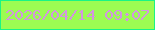 文字の大きさ：5、枠の色：1af485、背景の色：9cfc52、文字の色：d396df 無料ブログパーツのブログ時計