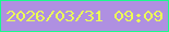 文字の大きさ：3、枠の色：1afa8c、背景の色：af90e1、文字の色：ecfe56 無料ブログパーツのブログ時計