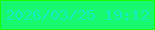 文字の大きさ：4、枠の色：1afe04、背景の色：18f86e、文字の色：12ecc5 無料ブログパーツのブログ時計