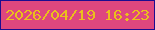 文字の大きさ：2、枠の色：1b0c90、背景の色：de477e、文字の色：eac01c 無料ブログパーツのブログ時計