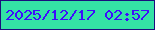 文字の大きさ：4、枠の色：1b0e7d、背景の色：34e2a5、文字の色：3e0cfc 無料ブログパーツのブログ時計