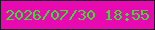 文字の大きさ：3、枠の色：1b1b26、背景の色：e909b1、文字の色：33e42d 無料ブログパーツのブログ時計