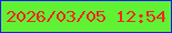文字の大きさ：2、枠の色：1b1bf4、背景の色：61f134、文字の色：f62820 無料ブログパーツのブログ時計