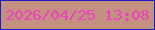 文字の大きさ：5、枠の色：1b1ec5、背景の色：c49080、文字の色：f13fc5 無料ブログパーツのブログ時計