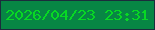 文字の大きさ：4、枠の色：1b2c3c、背景の色：078644、文字の色：07d824 無料ブログパーツのブログ時計