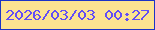 文字の大きさ：5、枠の色：1b33c7、背景の色：fce391、文字の色：624df6 無料ブログパーツのブログ時計
