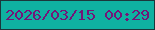 文字の大きさ：2、枠の色：1b373b、背景の色：0fb1a1、文字の色：741578 無料ブログパーツのブログ時計