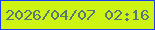 文字の大きさ：2、枠の色：1b3df8、背景の色：cef413、文字の色：58777a 無料ブログパーツのブログ時計