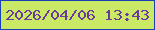 文字の大きさ：3、枠の色：1b41b6、背景の色：caea65、文字の色：6c3a9b 無料ブログパーツのブログ時計