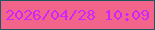 文字の大きさ：5、枠の色：1b5862、背景の色：f3648a、文字の色：cf25fd 無料ブログパーツのブログ時計