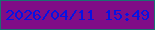 文字の大きさ：4、枠の色：1b7071、背景の色：800d87、文字の色：0512e5 無料ブログパーツのブログ時計