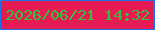 文字の大きさ：4、枠の色：1b71e8、背景の色：e71b53、文字の色：33c23b 無料ブログパーツのブログ時計
