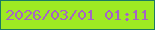 文字の大きさ：3、枠の色：1b7b61、背景の色：9eea23、文字の色：a664c5 無料ブログパーツのブログ時計