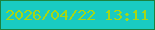 文字の大きさ：4、枠の色：1b823f、背景の色：19cbc1、文字の色：a6d715 無料ブログパーツのブログ時計