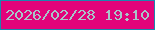 文字の大きさ：2、枠の色：1b86ae、背景の色：e2037a、文字の色：a8c5ca 無料ブログパーツのブログ時計