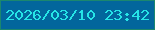 文字の大きさ：3、枠の色：1b876e、背景の色：02669c、文字の色：26e4e6 無料ブログパーツのブログ時計