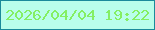 文字の大きさ：4、枠の色：1b8a9b、背景の色：b9feeb、文字の色：84ef63 無料ブログパーツのブログ時計