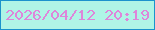 文字の大きさ：2、枠の色：1b93cd、背景の色：aff5e6、文字の色：de86da 無料ブログパーツのブログ時計