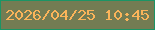 文字の大きさ：1、枠の色：1b9465、背景の色：737c53、文字の色：fbb45a 無料ブログパーツのブログ時計