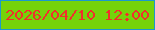 文字の大きさ：4、枠の色：1b99cd、背景の色：75d30a、文字の色：f12f2c 無料ブログパーツのブログ時計
