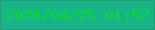 文字の大きさ：5、枠の色：1ba276、背景の色：19b389、文字の色：06da31 無料ブログパーツのブログ時計