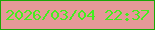 文字の大きさ：5、枠の色：1ba706、背景の色：e69998、文字の色：45ee1e 無料ブログパーツのブログ時計
