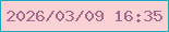 文字の大きさ：4、枠の色：1ba7c2、背景の色：fad1d4、文字の色：a56a88 無料ブログパーツのブログ時計
