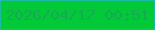 文字の大きさ：2、枠の色：1bbaa3、背景の色：02c937、文字の色：14aa56 無料ブログパーツのブログ時計