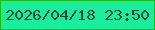 文字の大きさ：2、枠の色：1bbd14、背景の色：1aee9c、文字の色：16473b 無料ブログパーツのブログ時計
