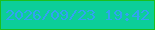 文字の大きさ：4、枠の色：1bbf1d、背景の色：0cce99、文字の色：32a2f1 無料ブログパーツのブログ時計