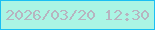 文字の大きさ：3、枠の色：1bbff3、背景の色：abf5e4、文字の色：b7b4c0 無料ブログパーツのブログ時計