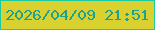 文字の大きさ：4、枠の色：1bcaa3、背景の色：d8d12f、文字の色：20a18e 無料ブログパーツのブログ時計
