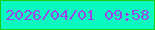 文字の大きさ：5、枠の色：1bcb16、背景の色：09fac0、文字の色：9946e9 無料ブログパーツのブログ時計