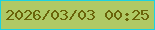 文字の大きさ：1、枠の色：1bd2e1、背景の色：afc965、文字の色：6a6409 無料ブログパーツのブログ時計