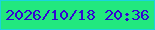 文字の大きさ：2、枠の色：1bd3dd、背景の色：22e87e、文字の色：3404d3 無料ブログパーツのブログ時計